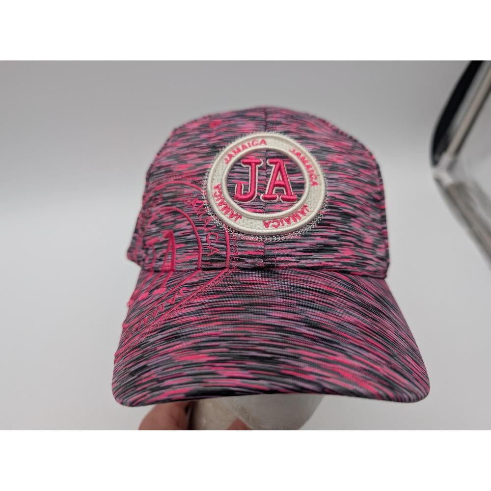 Robin Ruth Jamaica Baseball Cap Pink Black Space Dye JA Embroidered Hat